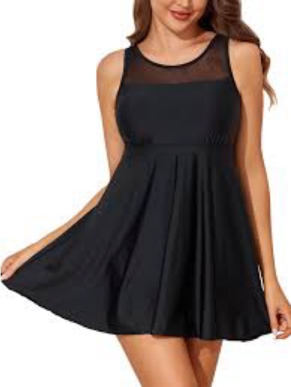 Black Mesh Swim Dress